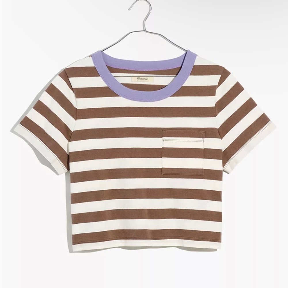 Madewell: Organic Cotton Supercrop Pocket Tee in Stripe.